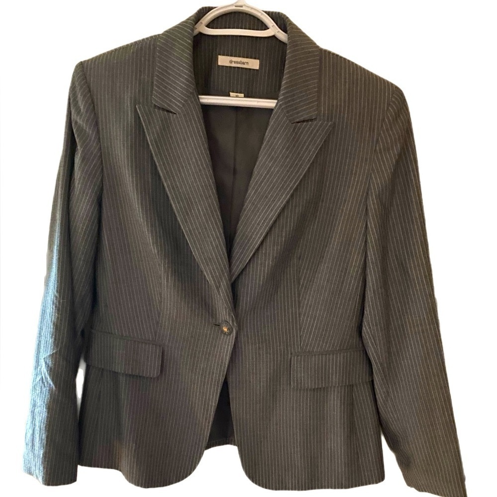 Dressbarn Blazer,Suit Jacket, White Pinstripe, Sz 10, Fully Lined, Classic​,NWOT